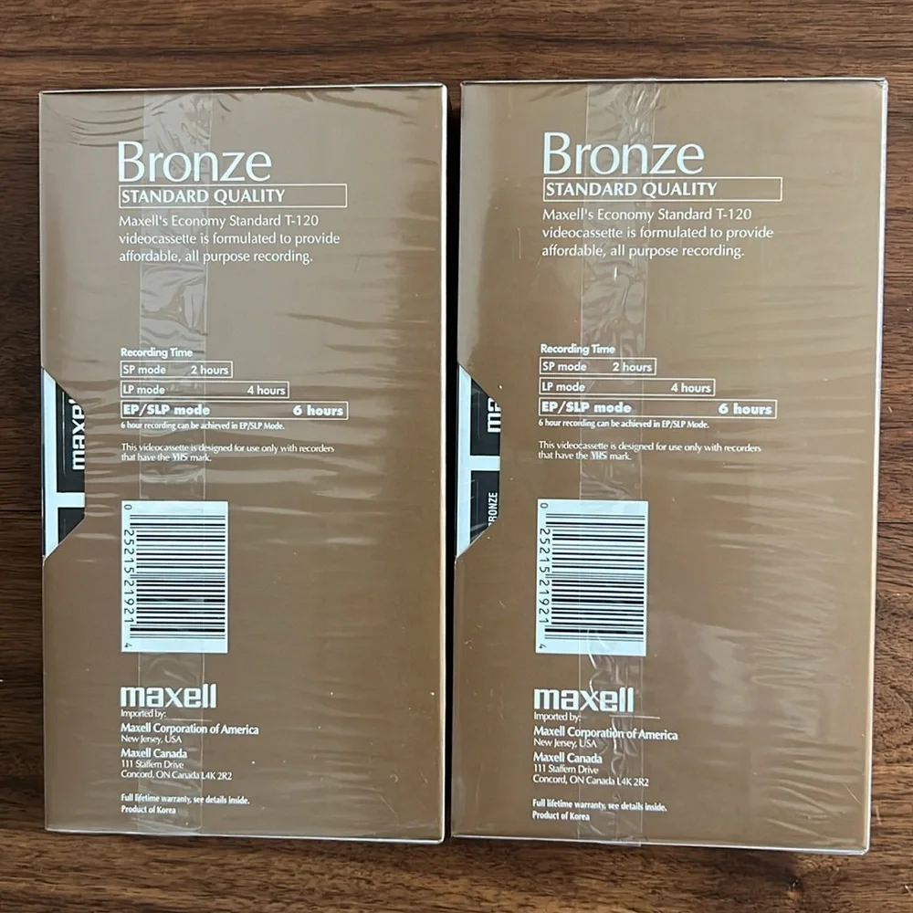 Two Maxell Bronze VHS tapes